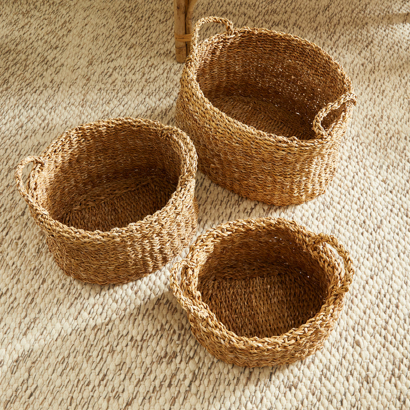 NAPA Home & Garden, SEAGRASS OVAL BASKETS WITH HANDLES, SET OF 3,SG2006