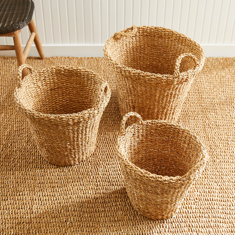 NAPA Home & Garden, SEAGRASS TAPERED BASKETS WITH HANDLES, SET OF 3,SG400