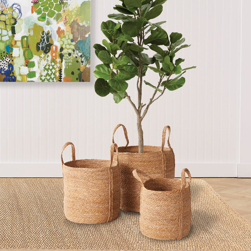 NAPA Home & Garden, SEAGRASS ROUND BASKETS WITH LONG HANDLES, SET OF 3,SG407