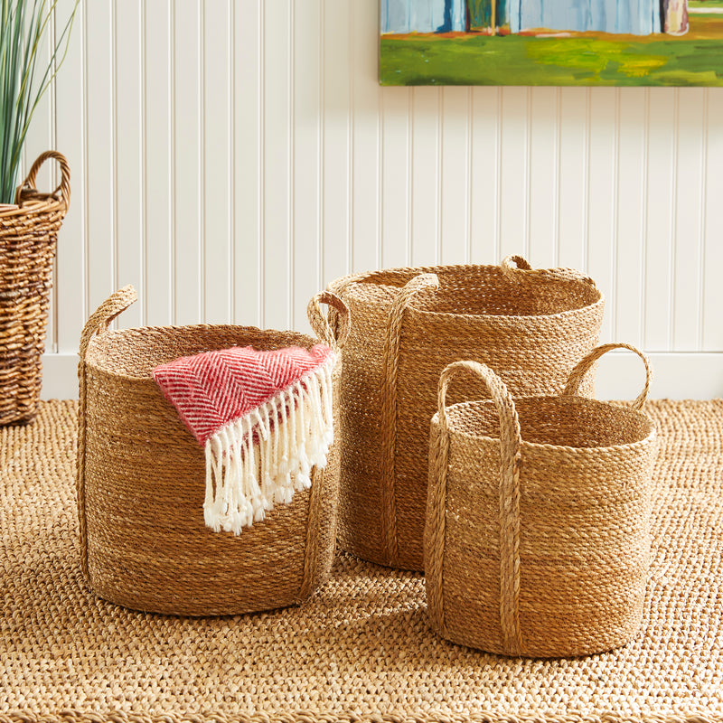 NAPA Home & Garden, SEAGRASS ROUND BASKETS WITH LONG HANDLES, SET OF 3,SG407