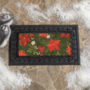 Holiday Poinsettia Flower with Leaf Flocked Coir Sassafras Switch Mat, 22"x10"