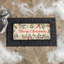 VivaStyle Festive Foliage Flocked Sassafras Mat, "Merry Christmas", 22"x10”