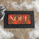 Holiday Poinsettia Flocked Coir Sassafras Switch Mat,"Noel", 22"x10"