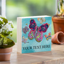 Seaside Retreat Sign Wood Block, Butterflies, Your Text Here, 6"x6"