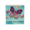 Seaside Retreat Sign Wood Block, Butterflies, Your Text Here, 6"x6"