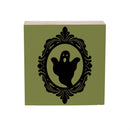 Haunted House Spooky Silhouettes Sign Wood Block, Halloween Ghost, 6"x6"