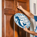 Blue Coastal Coral Sea Wood Door Decor, Mermaid "Seas The Day", 18"