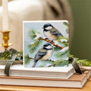 Snowbirds Chickadees Sign Wood Block, 6"x6"