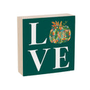 Harvest Blossom Jacobean Pumpkin Sign Wood Block, "Love", 6"x6"