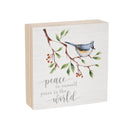 Snowbirds Sign Wood Block, "Peace in the World", 6"x6"