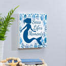 Blue Coastal Coral Sea Indoor Wall Décor, Wood, Mermaid "Seas Life's Moments", 12"x12"