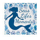 Blue Coastal Coral Sea Indoor Wall Décor, Wood, Mermaid "Seas Life's Moments", 12"x12"