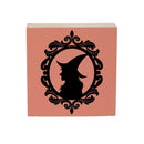 Haunted House Spooky Silhouettes Sign Wood Block, Halloween Witch, 6"x6"