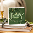 Shades of Emerald Sign Wood Block," Joy To The World", 6"x6"
