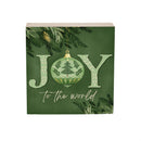 Shades of Emerald Sign Wood Block," Joy To The World", 6"x6"