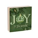 Shades of Emerald Sign Wood Block," Joy To The World", 6"x6"
