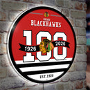 Chicago Blackhawks, 100 Anniversary Edge Lite 23" Round, LED Wall Sign