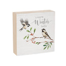 Snowbirds Sign Wood Block, "A Warm Winter Hello", 6"x6"