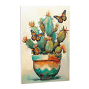 Southwest Pueblo Indoor Wall Decor, Wood, Painted Cactus and Butterfly, 24"x16"