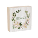Shades of Emerald Sign Wood Block, "Blessings", 6"x6"