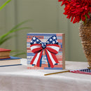 American Classic Stars & Stripes Sign Wood Block, Bow, 6"x6"