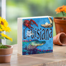 Seaside Retreat Sign Wood Block, Louisiana Alligator, 6"x6"