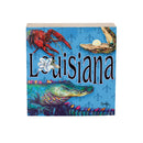 Seaside Retreat Sign Wood Block, Louisiana Alligator, 6"x6"