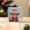 Holly Homestead Highland Cow Sign Wood Block, 6"x6"