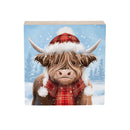 Holly Homestead Highland Cow Sign Wood Block, 6"x6"