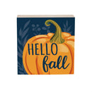Harvest Blossom Welcome Friends of Fall Sign Wood Block, "Hello Fall", 6"x6"