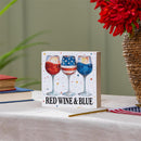 Red White & Bloom Sign Wood Block, Red Wine & Blue, 6"x6"