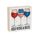 Red White & Bloom Sign Wood Block, Red Wine & Blue, 6"x6"
