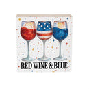 Red White & Bloom Sign Wood Block, Red Wine & Blue, 6"x6"