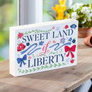 American Classic Red White & Bows Wood Sign Plock,"Sweet Land Of Liberty", 12"x8"