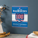 New York Rangers, 100 Anniversary Metal Wall Sign, 11.5" x 15.5"