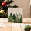 Shades of Emerald Sign Wood Block, "Seasons Greetings", 6"x6"