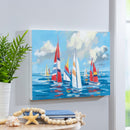 Blue Coastal Sailboats Indoor Wall Decor, Wood, 24"x16"