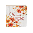 Harvest Blossom Wildflowers Sign Wood Block, "Harvest Blessings", 6"x6"
