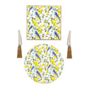 Seaside Retreat Songbird Citrus Wood Cheese Board with Knife Set, Asst of 2