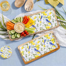 Seaside Retreat Songbird Citrus Rectangular Wood Serving Tray, Set of 2