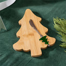 Shades of Emerald Serveware Wood Tree Shape with Metal Spreader Set