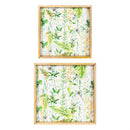 VivaStyle Veranda Garden Square Wood Serving Tray with Handles, Nested Set of 2