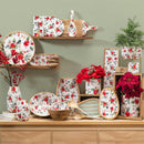 VivaStyle Poinsettia Bliss Serveware, Irregular Shaped Wood Serving Tray, 12"L, Asst of 2