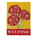 Red Vibrant Geraniums Suede House Flag