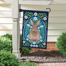 Floral Patterned Rabbit Suede Flag Garden