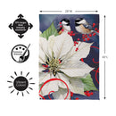 Chickadees With Poinsettia Suede Flag House