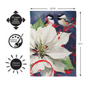 Chickadees With Poinsettia Suede Flag House