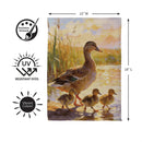Mother Duck & Ducklings Suede Flag Garden