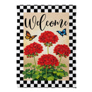 Welcome Red Geranium Check Suede Flag House