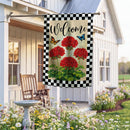 Welcome Red Geranium Check Suede Flag House